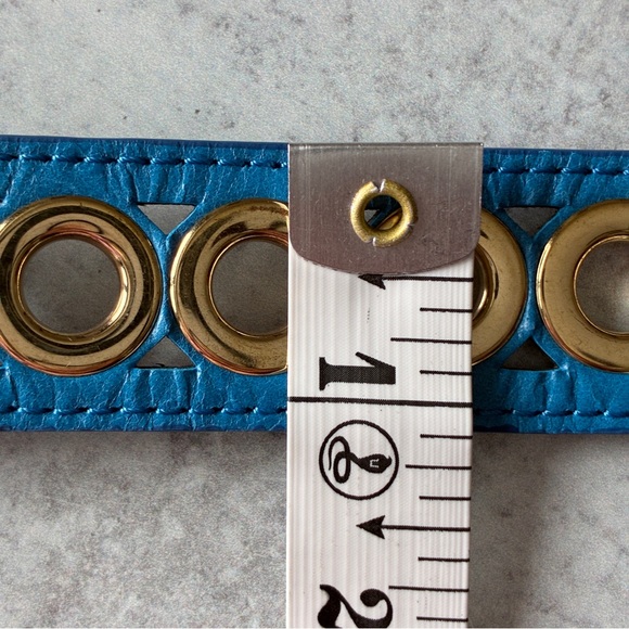 Sandro Paris Blue Leather Grommet Belt Gold Hardware T1 Small main image 8